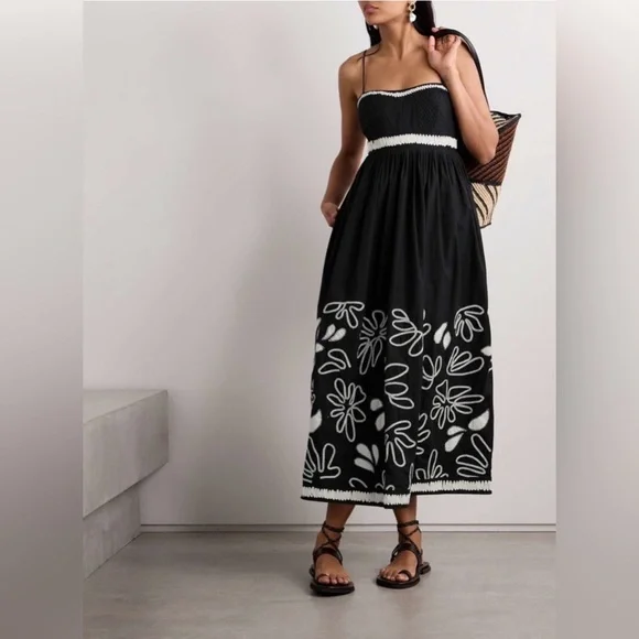 Ulla Johnson New Hollis Embroidered Cotton Long Dress Size 10 - Picture 2 of 16